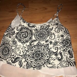 Black and White hippie Crop Top